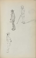 Italian Sketchbook: Three Standing Men (page 44), 1898-1899. Creator: Maurice Prendergast (American, 1858-1924).