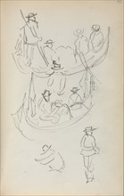 Italian Sketchbook: Two Gondolas with figures, 1898-1899. Creator: Maurice Prendergast (American, 1858-1924).