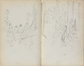 Italian Sketchbook: Venetian Harbor View (page 31 & 32), 1898-1899. Creator: Maurice Prendergast (American, 1858-1924).
