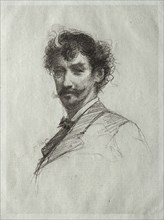 James McNeill Whistler with White Lock and Monocle. Creator: Paul Rajon (French, 1842/43-1888).