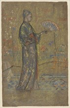 Japanese Woman Painting a Fan (recto), c. 1872. Creator: James McNeill Whistler (American, 1834-1903).
