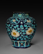 Jar with Chrysanthemum Decoration: Fahua Ware, 1368-1644. Creator: Unknown.