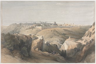 Jerusalem from the Mount of Olives, 1839. Creator: David Roberts (British, 1796-1864).