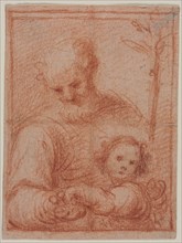 Joseph and Child (recto); Fragment of Two Figures (verso), 16th century. Creator: Unknown.