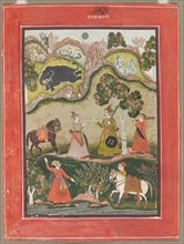 Kanhara Ragini: Song of Inspiration to Krishna for Killing the Elephant Demon..., c. 1760. Creator: Unknown.
