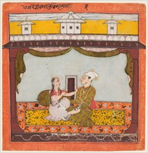King and Queen in Zenana: Sandehi Ragini, Wife of Bhairava..., c1690-95. Creator: Unknown.