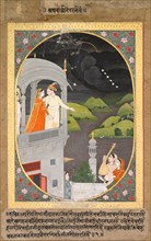Krishna and Radha Watching Rain Clouds: The Month of Bhadon from Baramasa series, c. 1790. Creator: Unknown.