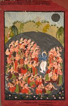 Krishna and the Gopis Gather for Rasamandala, c. 1720-1730. Creator: Unknown.