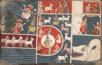 Krishna Playing the Flute and other Episodes from the Bhagavata Purana, c. 1650. Creator: Unknown.