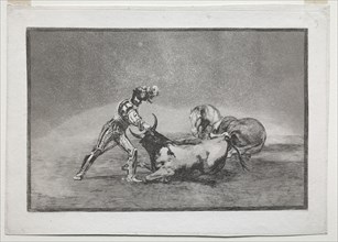 La Tauramaquia: A Spanish Knight Kills the Bull after Having Lost His Horse, 1815-1816. Creator: Francisco de Goya (Spanish, 1746-1828).