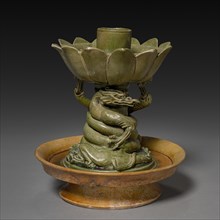 Lamp Stand with Coiling Dragons and Lotus Design, 581-907. Creator: Unknown.