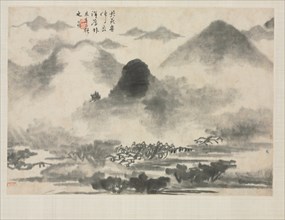 Landscape Album in Various Styles: Landscape after Mi Fei, 1684. Creator: Zha Shibiao (Chinese, 1615-1698).