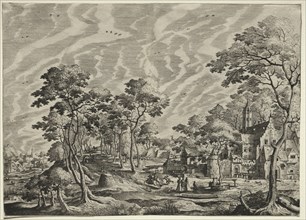 Landscape with a Chateau at the right, 1630. Creator: ; ; Hieronymus Cock (Netherlandish, 1500-1570).