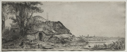 Landscape with a Cottage and a Large Tree, 1641. Creator: Rembrandt van Rijn (Dutch, 1606-1669).