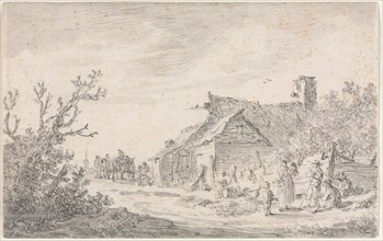 Landscape with a Cottage and Figures, 1653. Creator: Jan van Goyen (Dutch, 1596-1656).
