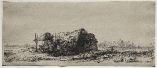 Landscape with a Cottage and Hay Barn: Oblong, 1641. Creator: Rembrandt van Rijn (Dutch, 1606-1669).