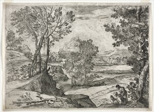 Landscape with a Family, 1643. Creator: Giovanni Francesco Grimaldi (Italian, 1606-1680).