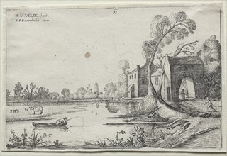 Landscape with a River and a Gatehouse, 1614. Creator: van de Velde Esaias (Dutch, 1587-1630).