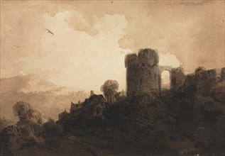 Landscape with Castle Ruin. Creator: Richard Parkes Bonington (British, 1802-1828).