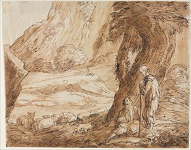 Landscape with Sheep and Two Shepherds, first half 19th century?. Creator: Thomas Barker (British, 1769-1847).