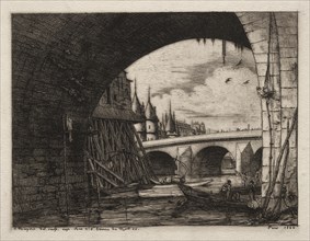 Larch du Pont Notre Dame, Paris, 1853. Creator: Charles Meryon (French, 1821-1868).