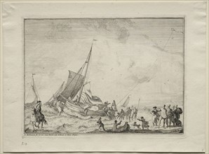 Launching a Ship, 1701. Creator: Ludolf Backhuysen (Dutch, 1631-1708); Ludolf Backhuysen (Dutch, 1631-1708).