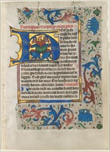 Leaf Excised from a Book of Hours: Decorated Initial H, c. 1470-1480. Creator: Unknown.