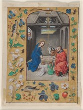 Leaf Excised from a Book of Hours: The Nativity, c. 1480. Creator: Master of the First Prayerbook of Maximillian (Flemish, c. 1444-1519).