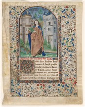 Leaf from a Book of Hours: St. Barbara (2 of 2 Excised Leaves), c. 1465. Creator: Master of Jacques de Luxembourg (French).