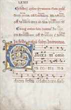 Leaf from a Gradual: Initial (G) with Christ, the Virgin, and Apostles, c. 1300. Creator: Unknown.
