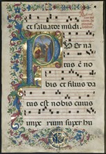 Leaf from a Gradual: Initial P with the Nativity, c. 1500. Creator: Attavante degli Attavanti (Italian, c. 1452-c. 1525); Workshop.