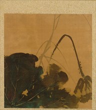 Leaf from Album of Seasonal Themes: Brush, Holder, and Leaves, 1847. Creator: Shibata Zeshin (Japanese, 1807-1891).