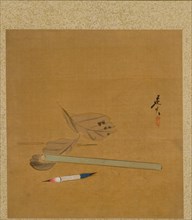 Leaf from Album of Seasonal Themes: Lotus, 1847. Creator: Shibata Zeshin (Japanese, 1807-1891).