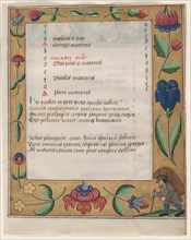 Leaf from a Psalter and Prayerbook: Calendar Page with Peasant (recto), c. 1524. Creator: Unknown.