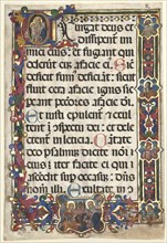 Leaf from a Psalter with Full Border with Medallions (Annunciation, SS. Jerome, Clare..., 1475. Creator: Unknown.