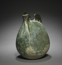 Leather Bag-Shaped Flask with Cover, 916-1125. Creator: Unknown.