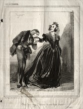 Les Actrices: Nous ferez-vous lhommeur de nous baiser le main?, 1843. Creator: Paul Gavarni (French, 1804-1866).