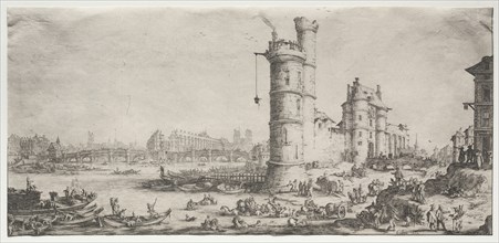 Les deux grandes vues de Paris: Vue du Pont Neuf, 1628-1630. Creator: Jacques Callot (French, 1592-1635).