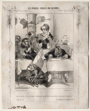 Les Français croquès par eux-mêmes: Perruques a la Julienne, Chapeaux de satin?, 1840. Creator: Charles Vernier (French, 1831-1887).