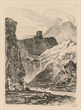 Liber Studiorum: Plate 12, Dolbadern Castle, Llanberris Lake, North Wales, 1838. Creator: John Sell Cotman (British, 1782-1842).