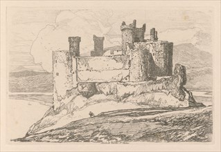 Liber Studiorum: Plate 25, Harlech Castle, N. Wales, 1838. Creator: John Sell Cotman (British, 1782-1842).