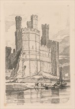 Liber Studiorum: Plate 28, Caernarvon Castle, N. Wales, 1838. Creator: John Sell Cotman (British, 1782-1842).