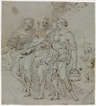 Lot and His Daughters (recto) Sketch for Lot and His Daughters (verso), 1600s. Creator: Pietro da Cortona (Italian, 1596-1669), circle of.