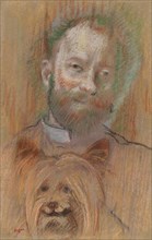 Ludovic Lepic Holding His Dog, 1889. Creator: Edgar Degas (French, 1834-1917).