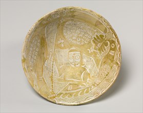 Luster Bowl with Man Holding a Banner, 900s. Creator: Unknown.