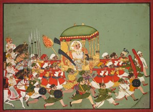 Maharao Chattar Sal (reigned 1758-64) of Kota in a Palanquin, c. 1760. Creator: Unknown.
