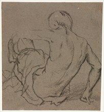 Man Seated on the Ground, Seen from Behind (recto), 1500s. Creator: Unknown.