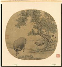 Man, Buffalo, and Calf, 1205 or 1265. Creator: Li You (Chinese, 1200s).