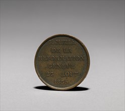 Medal: Commemorating 3c Jubilé de la Reformation Genève 23 Aôut 1835 (reverse), 1835. Creator: Unknown.