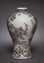 Meiping (Prunus) Vase with Dragons in Waves, 1723-1735. Creator: Unknown.